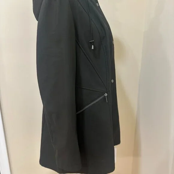 French Connection Softshell Sherpa Lined Hooded Coat Dark Olive Women’s 1X - Picture 6 of 15